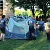 Setting up a tent