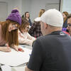 Students working at a desk