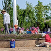 Volunteers in the garden planting bulbs