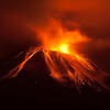 A volcano erupting