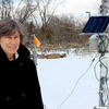 Laura Toran and the campus weather monitoring station