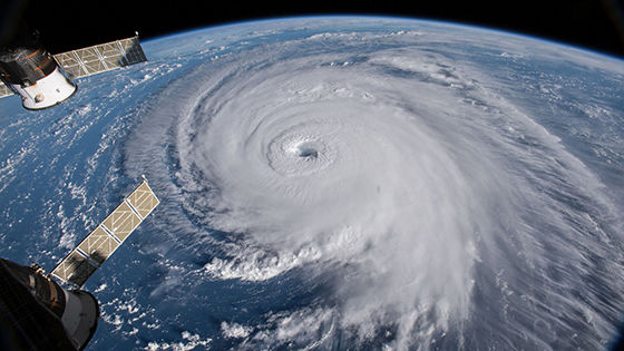 A satellite image of a hurricane