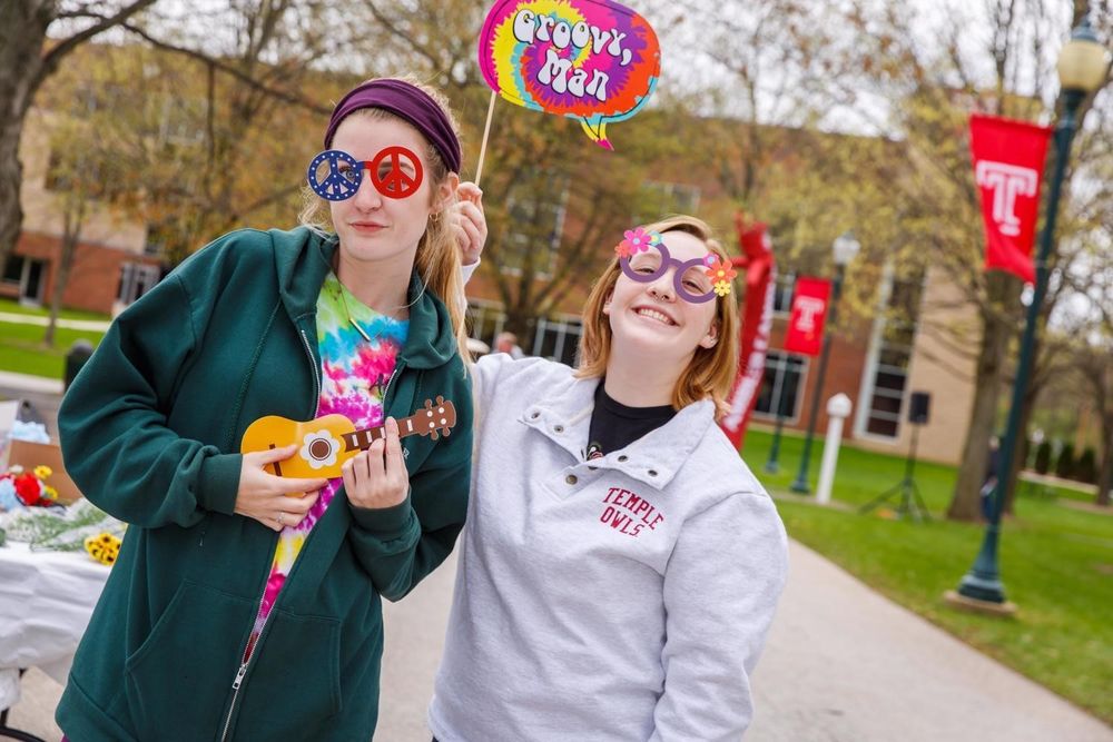 Students dressing up on campus