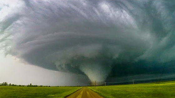 A tornado moving across the countryside