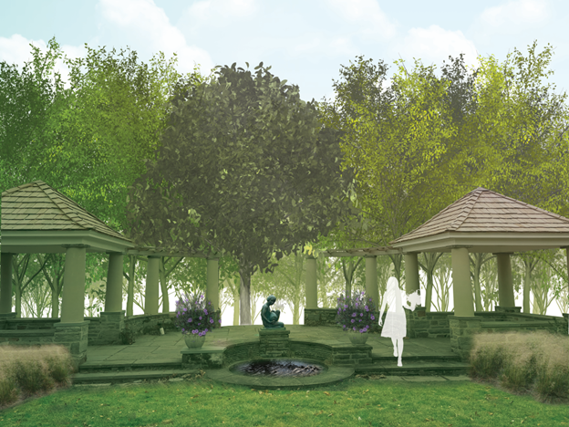 Rendering of the woodland garden