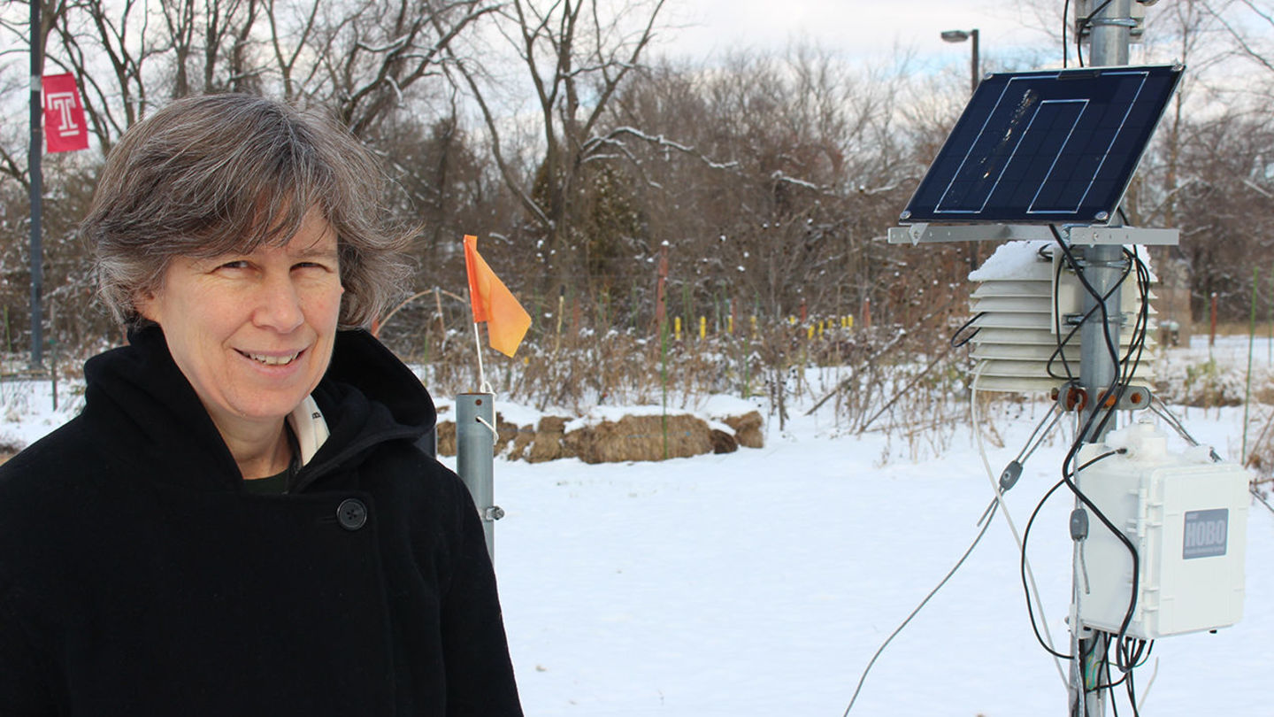 Dr. Laura Toran has a wireless weather station in the Ambler Arboretum of Temple University. Dr. Laura Toran: Exploring Weather, Water and Land