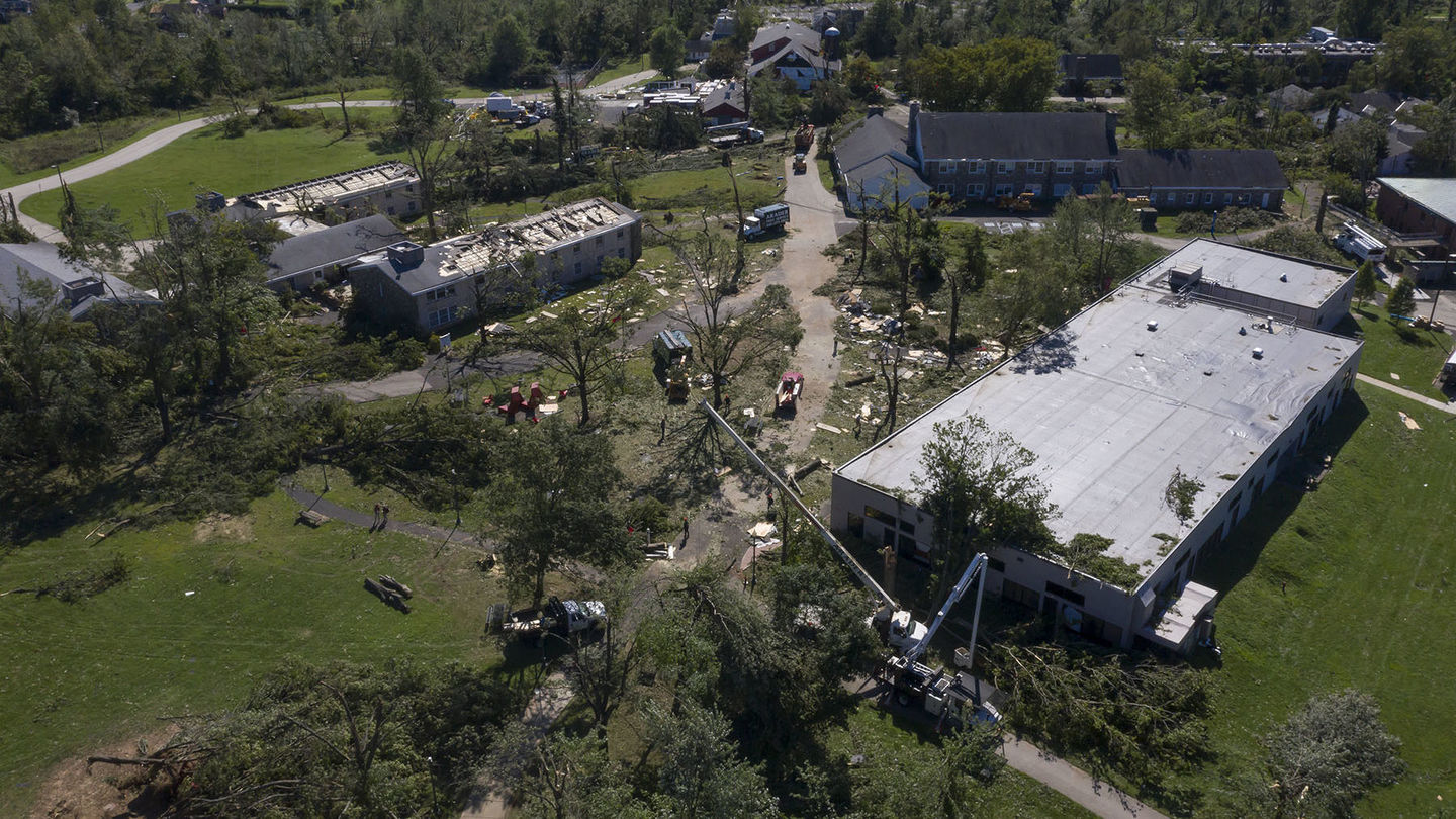 Tornado damage at Temple University Ambler