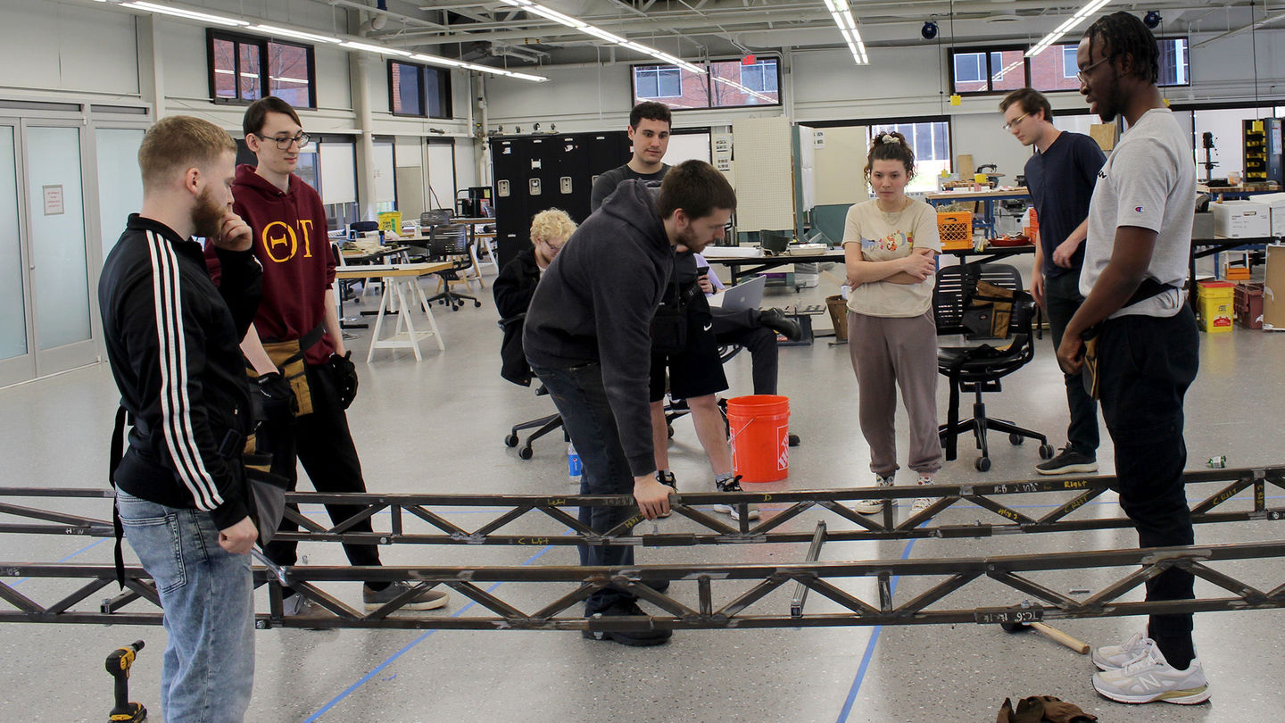 The Engineering Steel Bridge Team Works on a Project